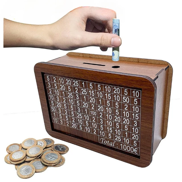 Handmade Natural Wooden Piggy Bank Decorative Disposable Saveing Money Box with Money Goals Counter Piggy Bank for Kids Adults