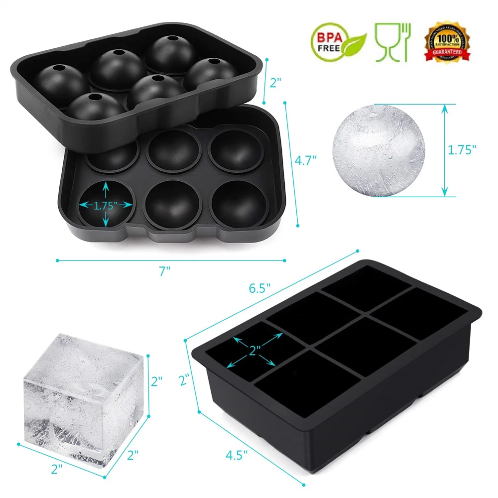 Premium Round & Square Ice Cube Mold for Chilled Whiskey & Cocktails