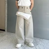 IEFB New Fashin Korean Style Men's Casual Pants Double-layer Straight Wide Leg Pants Solid Color Niche Stylish Men Wear 9C7056 4