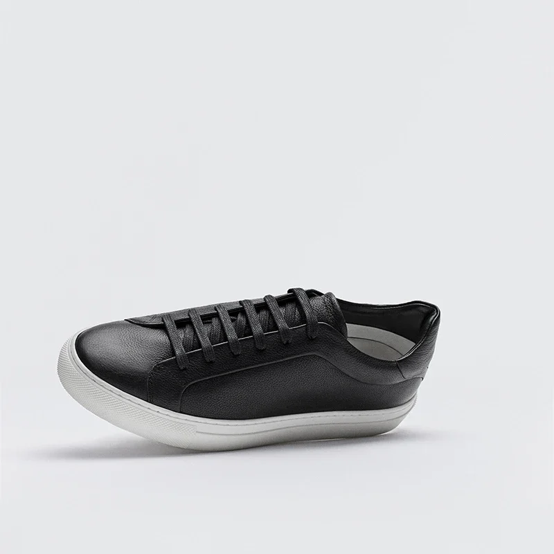 LINJER STRICKLIN Autumn New  Genuine Leather Flat Sneakers Men Multicolor Solid Color Simple All-match Basic Shoes Casual Male 4