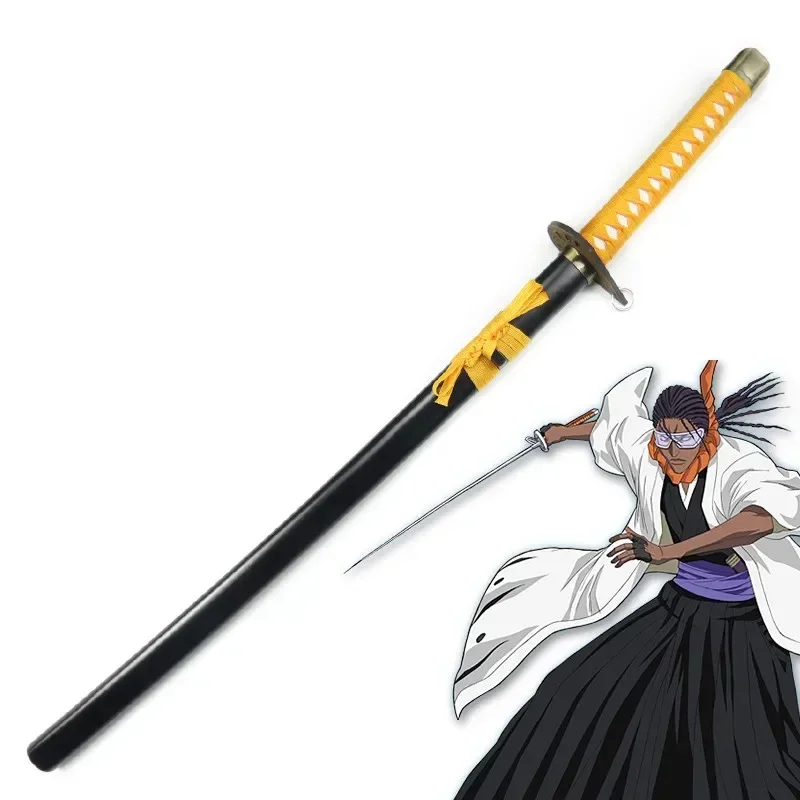 

[Funny] 100cm Cosplay Anime Bleach weapon Tousen Kaname Katana wooden Sword model Costume party Anime show Japan samurai sword