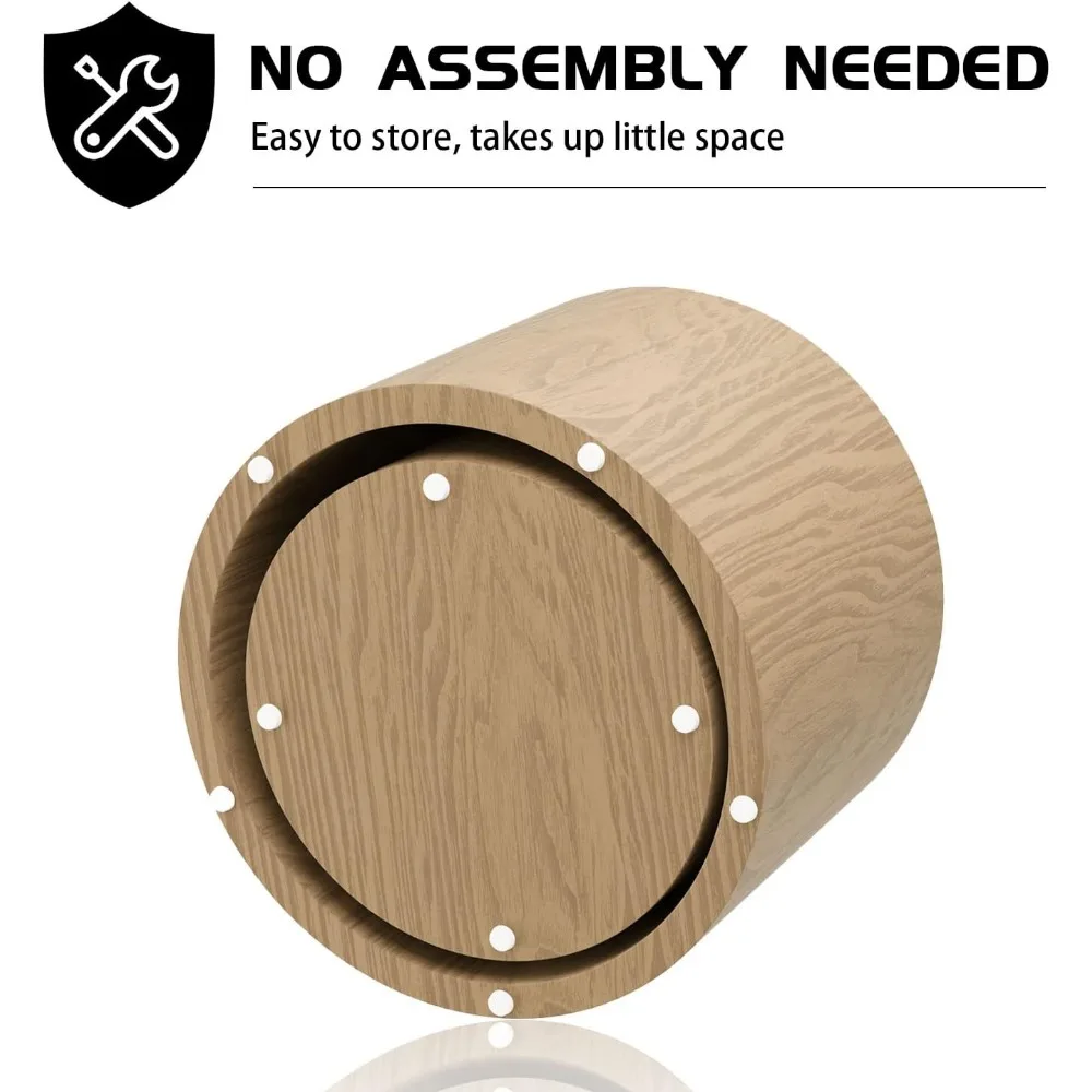 Round Coffee Table Set of 2, Nesting Coffee and End Table Set Wood Small Circle Drum Side Table for Living Room Office 6