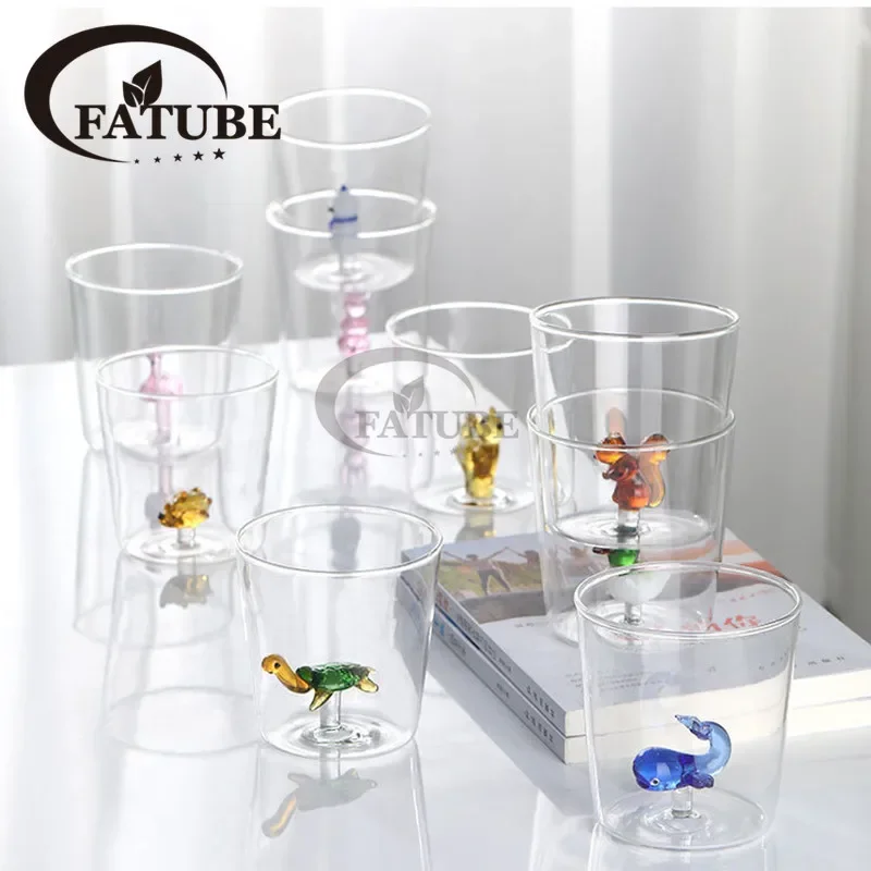 Glass Cup 3D Cartoon Animal Shape Home Water Coffee Glass Single Layer glass cup