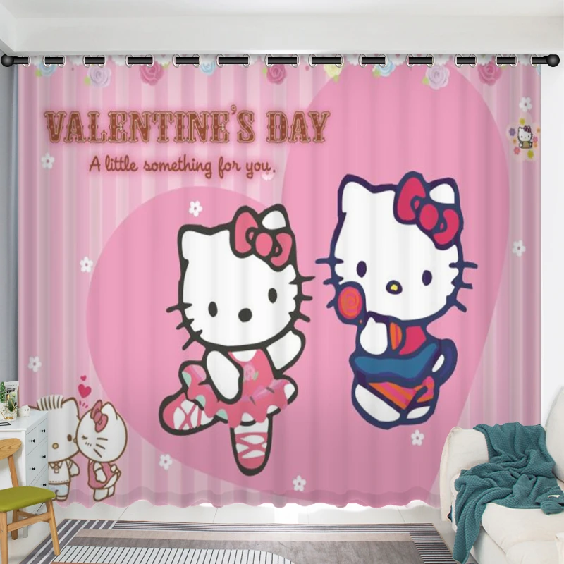 

Занавеска Hello Kitty на заказ Затемняющая девочка спальня Hello Kitty розовый милый стиль принцессы Детская комната эркерное окно украшение