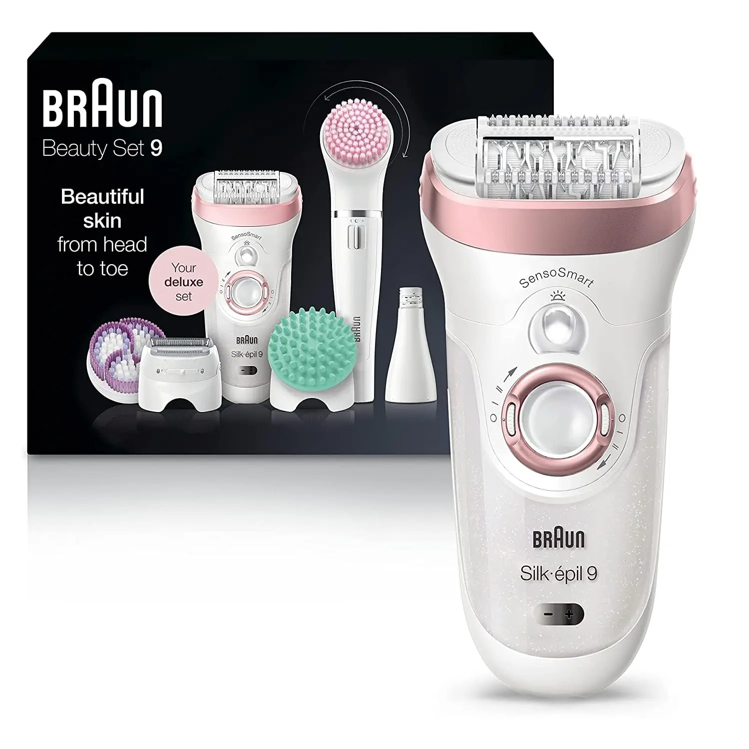 

Braun Epilator Silk-épil 9 9-985, Facial Hair Removal for Women, Hair Removal Device, Shaver, Cordless, Rechargeable, Wet & Dry