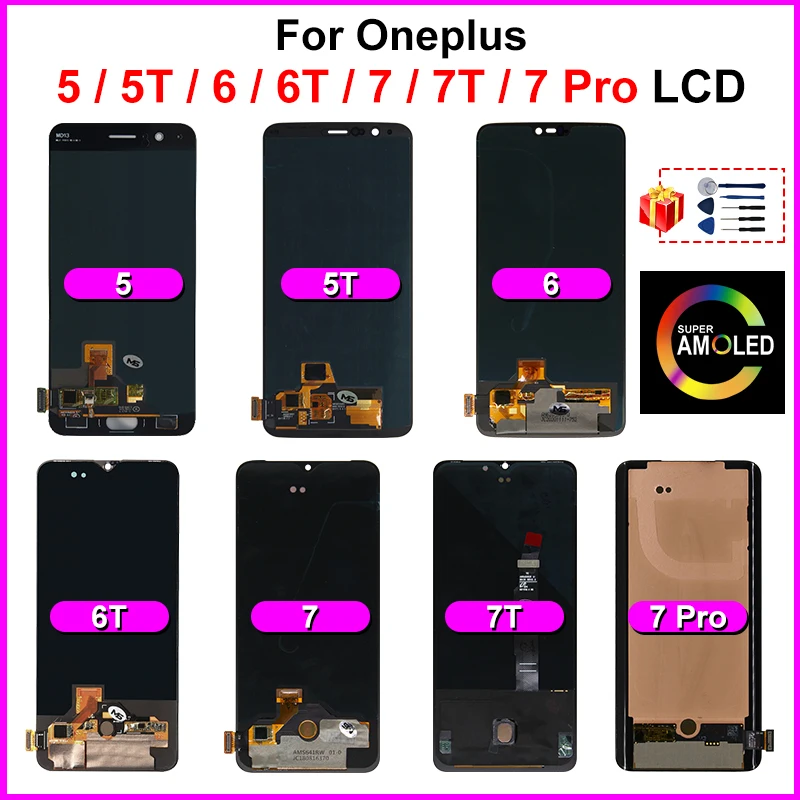 Оригинальный AMOLED ЖК-дисплей для Oneplus 5 5T 6T 7 7T 7pro pro сенсорный экран дигитайзер