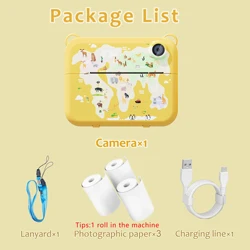 Instant Print Kids Camera - Fun Birthday & Christmas Gift for Ages 3 - 10 with 3 Rolls of Print Paper (YELLOW)