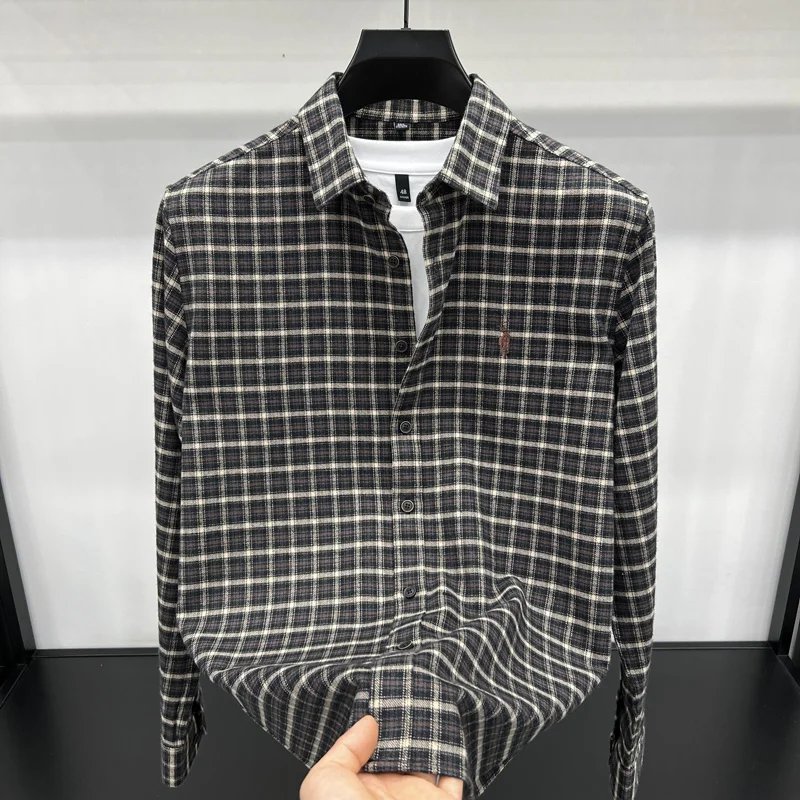 جديد الراقية الفاخرة 100 القطن قميص رجالي التلبيب...