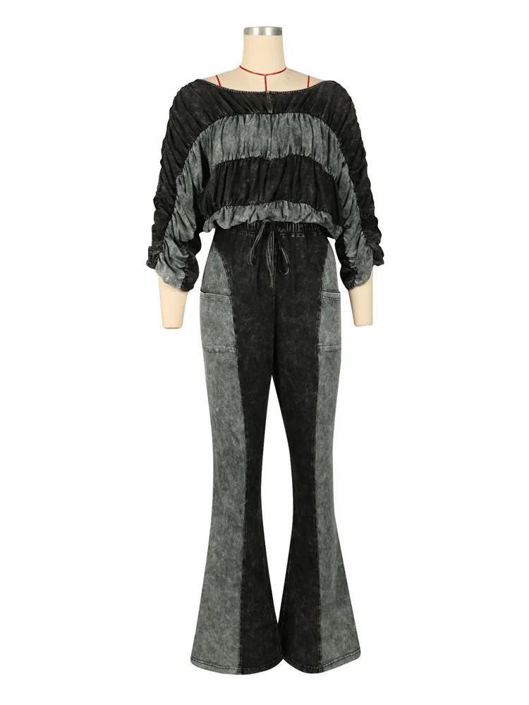 Wmstar Two Piece Sets Women Wholesale Tracking Suit Patchwork Two Piece Set Slim Stretch Top and Casual Trousers Spring Autumn