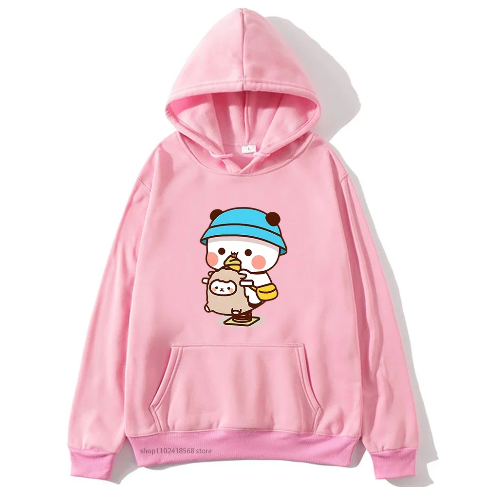 Cute Couple Bubu and Dudu Is Playing At The Park Graphic Hoodie Men's Sweatshirt Panda Bear Clothes Women Kawaii Casual Pullover