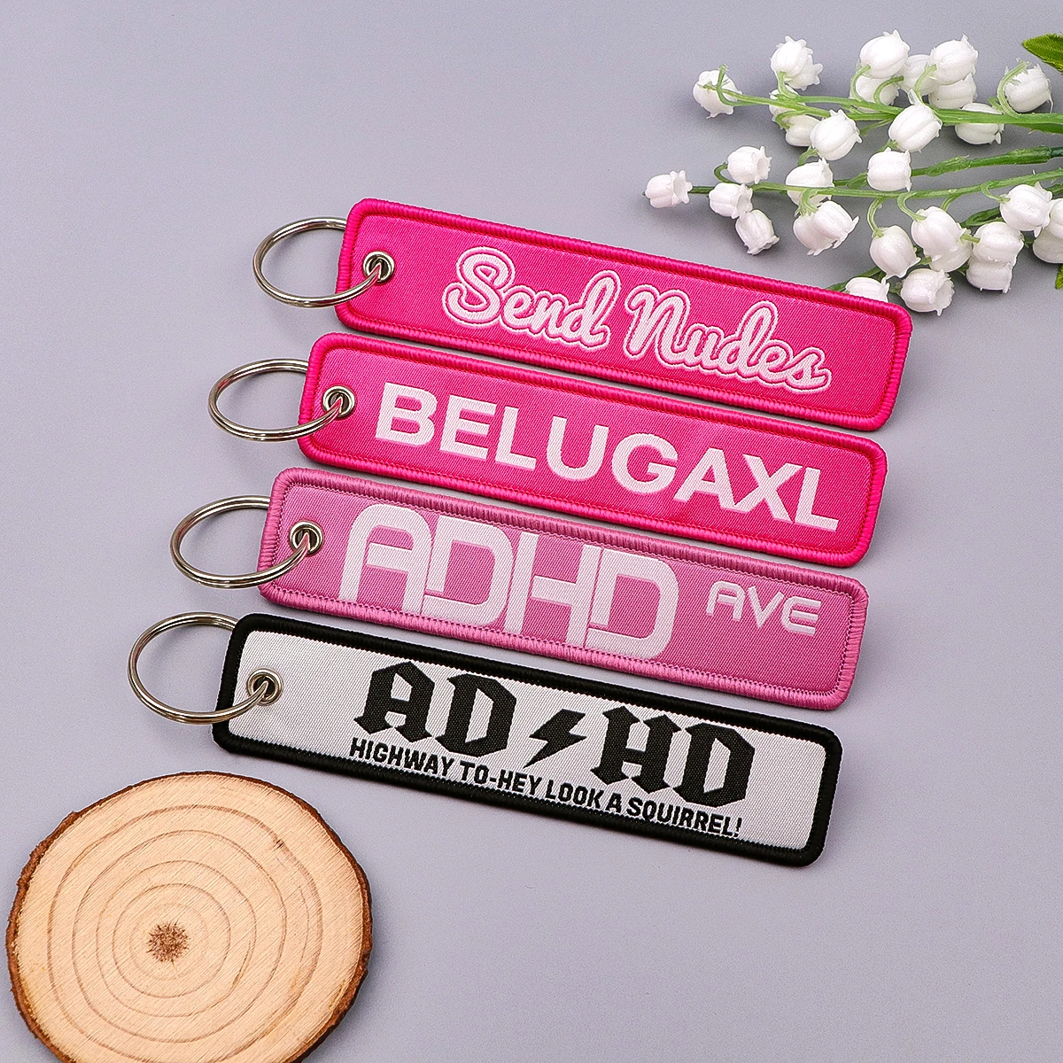 Humorous Embroidered Keychain - Key Ring Holder Accessory and Gift