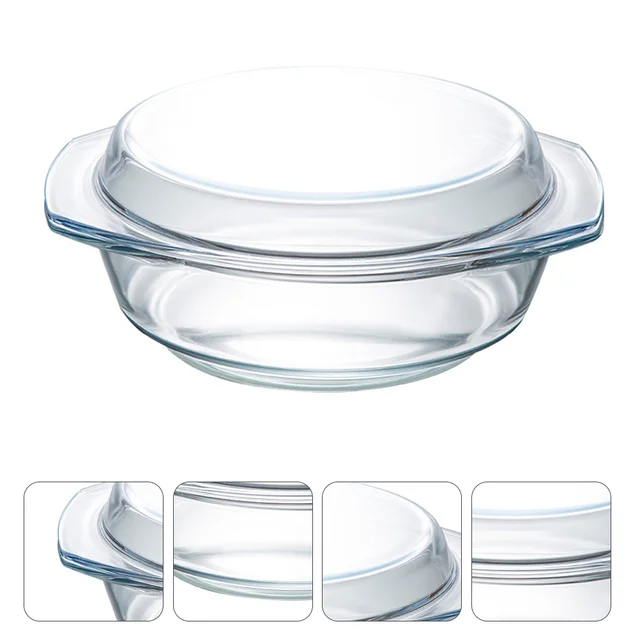 Glass Dish With Lid Heat-resistant For Food Serving 1