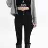 Fleece Lined Slim Fit Denim Jeans High Waist Black Pencil Pants Women's Small Size Illusory Tapered Leggings Stylish Commute