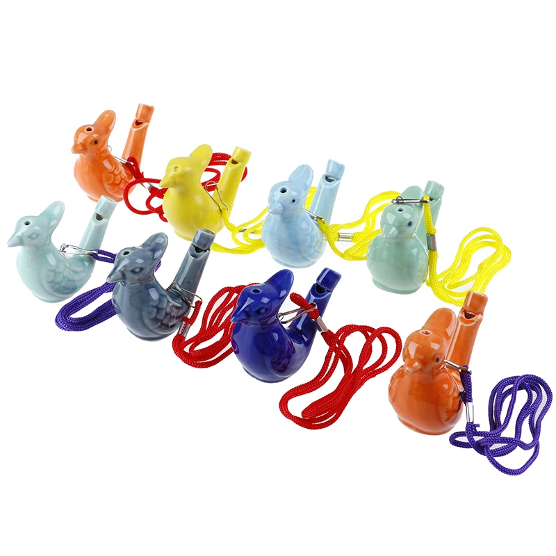 Chinese Ceramic Water Bird Whistle With Rope Vintage Funny Musical Toys 1pcs