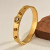 Nextvance 2024 New 18K Gold Plated Bangles With White Black Zircon Stainless Steel For Women High-End Christmas Jewelry Gifts 2