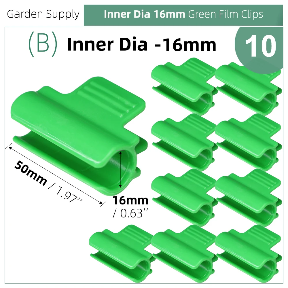 Pinces à Effet De Serre 16mm - Lot De 30 Clips Pour Fixer Le Film Plastique Sur Les Arceaux, En PP Vert