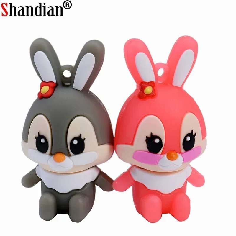 USB flash drive 64GB 32GB 16GB 8GB 4GB cute rabbit cartoon pen drive creative gifts for kids free key chain