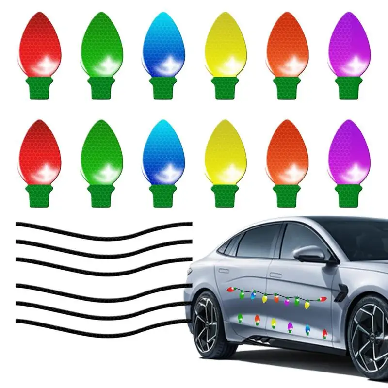 

Christmas Car Reflective Magnets Christmas Lights Refrigerator Magnet Colorful Automotive Bulb Stickers For Mailbox Car