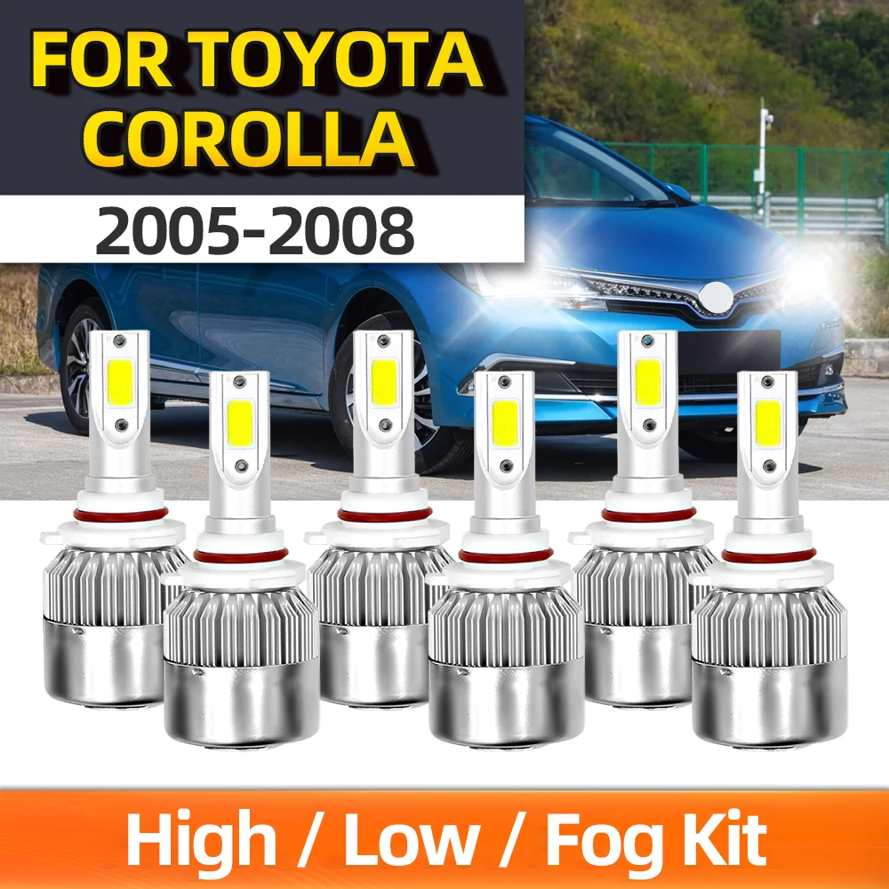 

TEENRAM 6000K White Light 20000LM LED Headlight Bulbs 9005 High Beam 9006 Low Beam 9006 Fog Lamp For TOYOTA COROLLA 2005-2008