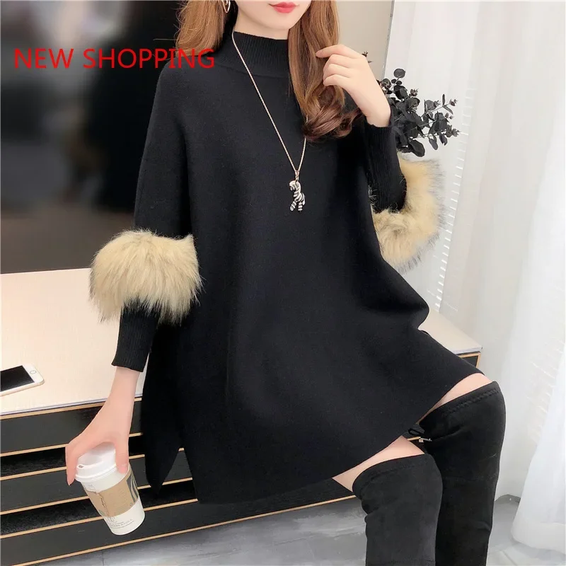Autumn Winter Thick Knitted Sweater Women's Cloak Shawl Bat Shirt New Pullover High Neck Loose Sweater Poncho Christmas Tops Red