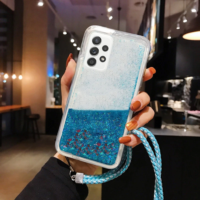 Glitter Liquid Silicone Lanyard Phone Case