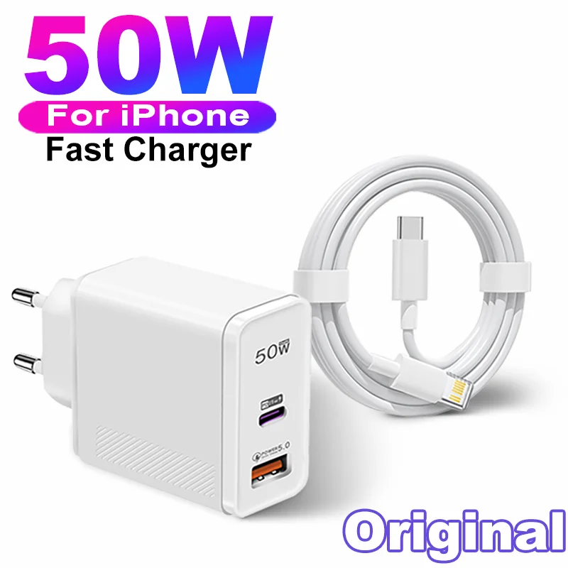 Original50WPDCharger2IN1USBPlugSuperFastChargingForApple