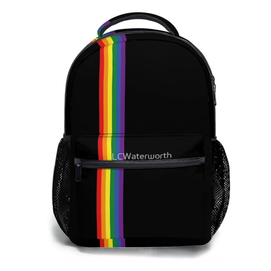 Rainbow on Black  Backpack Printed Lightweight Casual Children's Schoolbag Youth Backpack Anime Cartoon Schoolbag