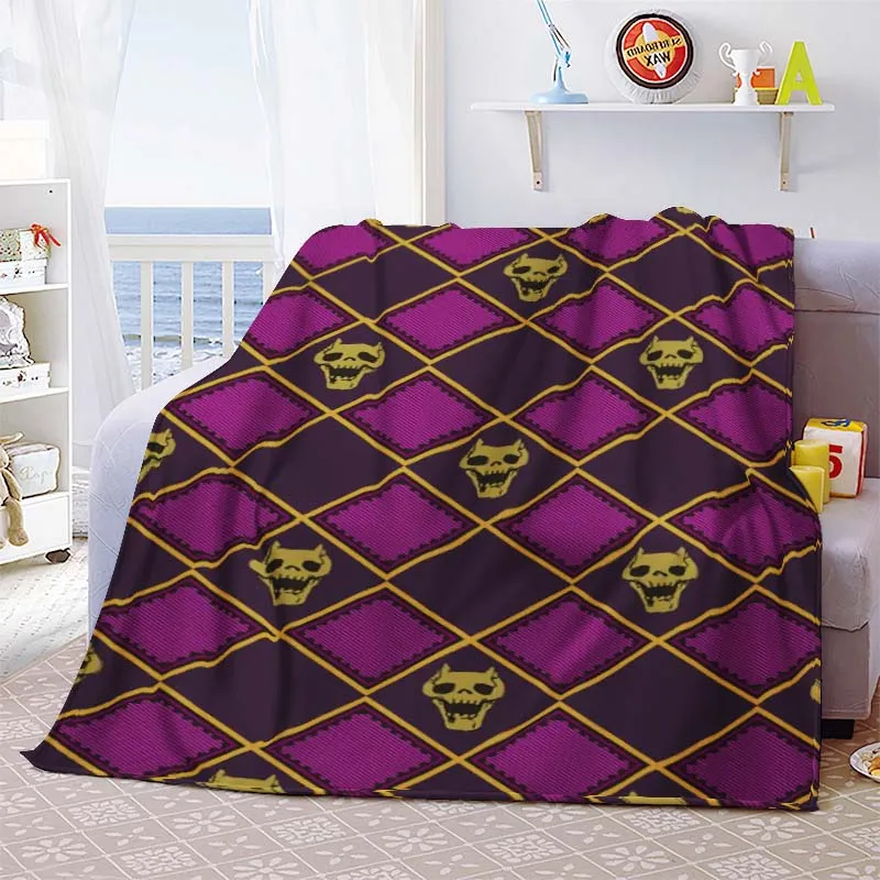 Anime JoJo Bizarre Adventure Print Flannel Throw Blanket Soft Warm