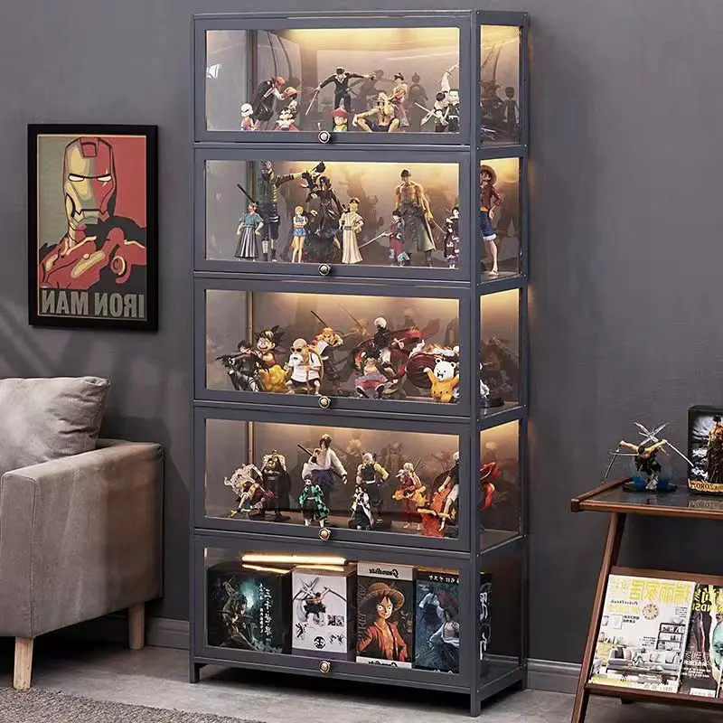 

Transparent Display Cabinet for Figures Acrylic Dustproof Display Case Living Room Storage Box Commodity Shelf Bookcase Shelving