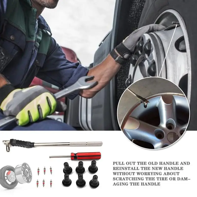 

_ Инструмент для удаления стержня клапана шины и инструмент для установки стержня клапана для всех стандартных катушек включает в себя