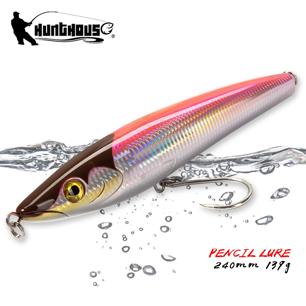 

Hunthouse Floating Pencil Sea Fishing Lure Hard Bait Trolling Surface Topwater Stickbait 240mm/139g Seabass Tuna Fish Tackle