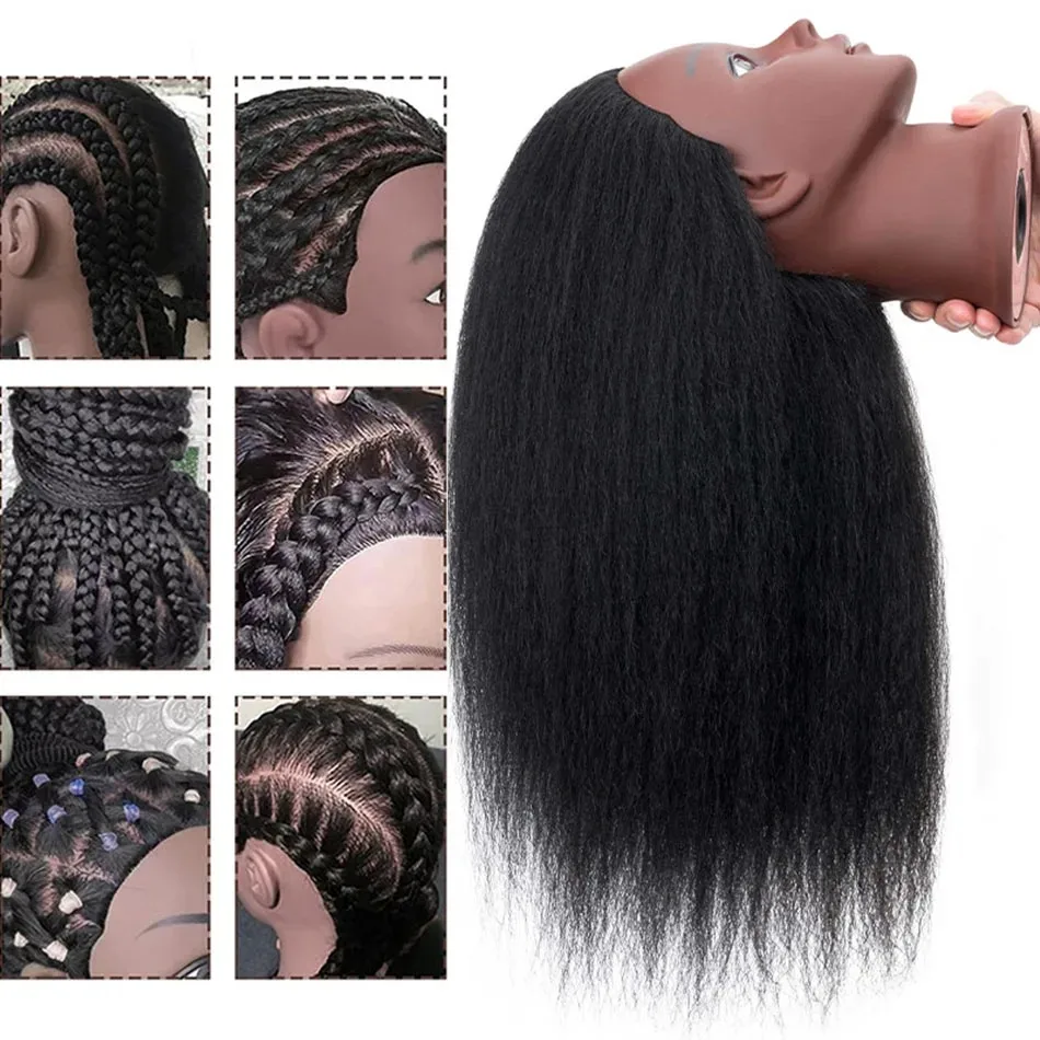 18' Real Hair Mannequin Head With Table Stand For Hairdresser Practice Hair Styling Training Manikin Doll For Christmas Day