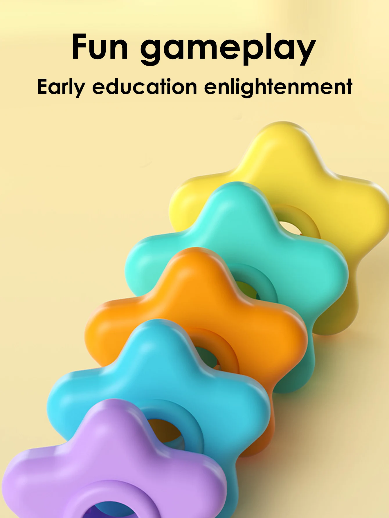 Montessori Rotating Rainbow Tower Baby stacking Puzzle Toys safety andEnvironmental Protection Colored children's Toys 6