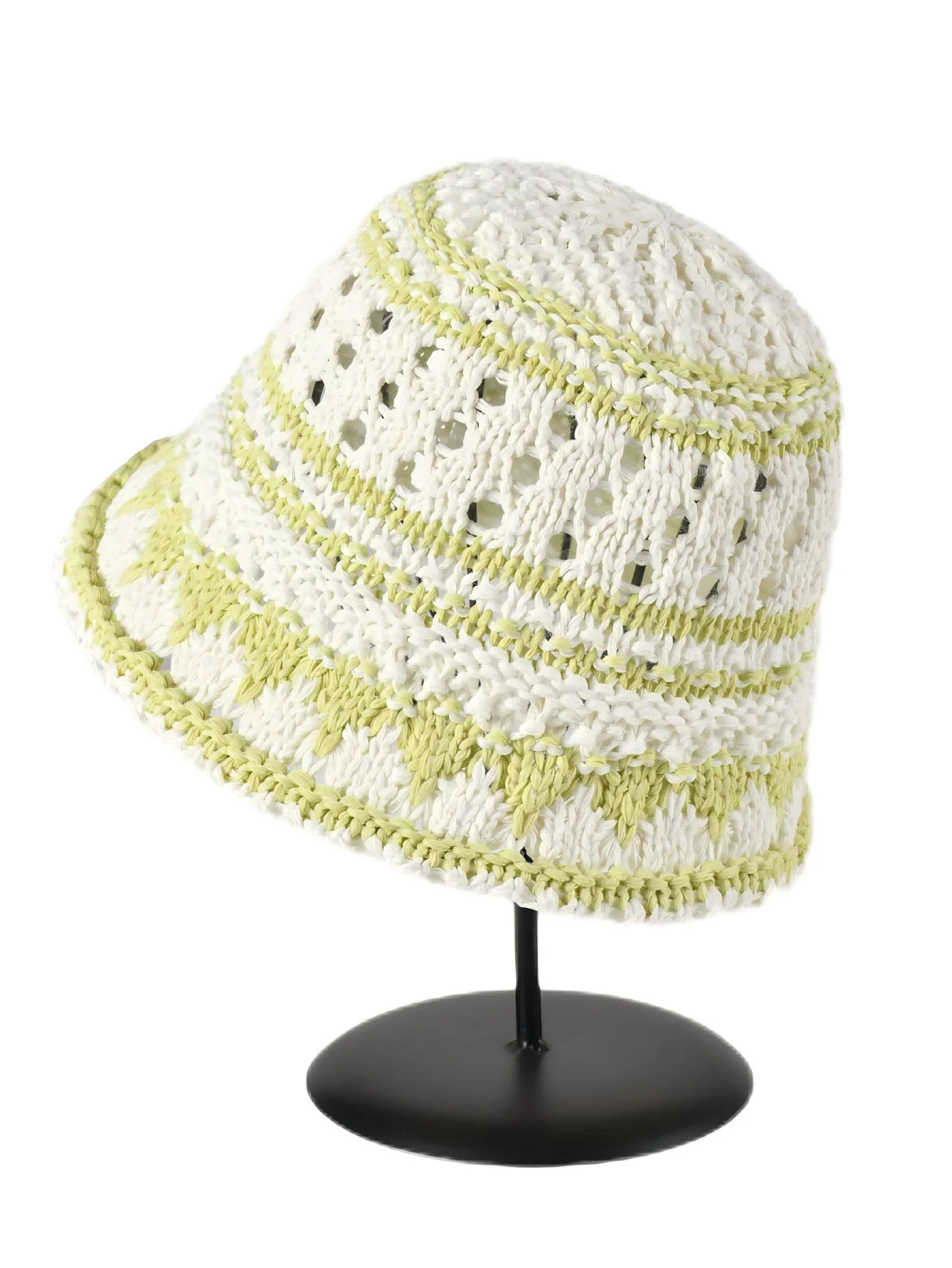 Summer Striped Solid Hollow out Bowl Hats for Women Casual Korean Foldable Sun Hat Bucket Hat Panama Travel Cap