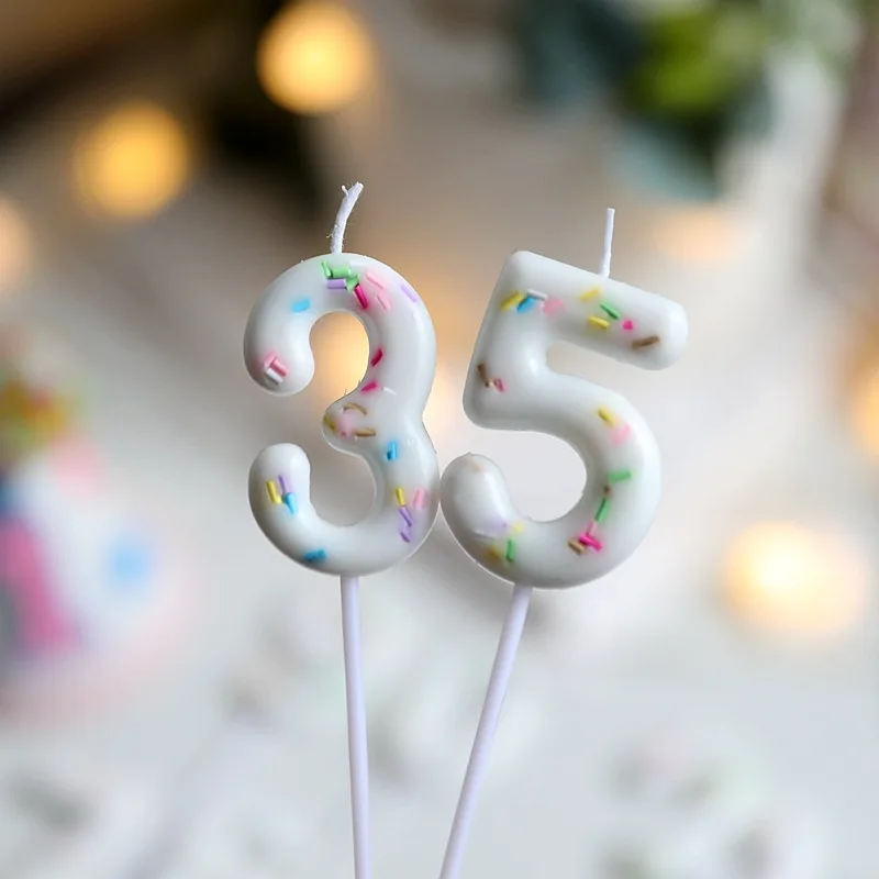 Cake Candles Ice Cream Number Candles Baking 0-9 Wax Digital Cake Topper Kids Birthday Party Decoration