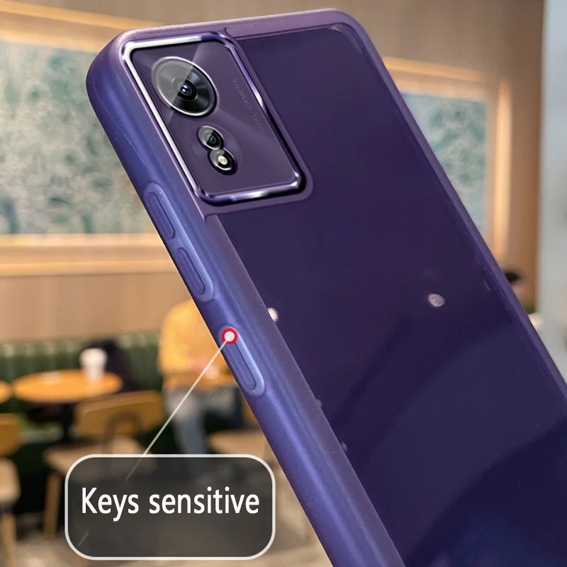 Étui Transparent à cadre mat pour caméra OPPO A78 A77 A57S A17 A54S A53 A16 A72 A77S A92 A96 A55 A54 4G A15 FindX3Lite_voghion.com