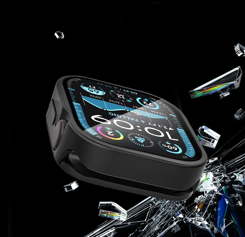 Premium Aluminum Alloy and PC Watch Cover with Tempered Glass Screen Protector