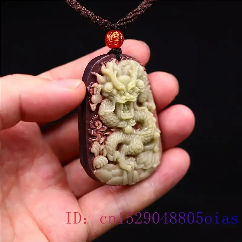 Jade Dragon Pendant Necklace Chinese Jewelry Gemstone Amulet Charm Gifts Lucky Fashion Carved Natural