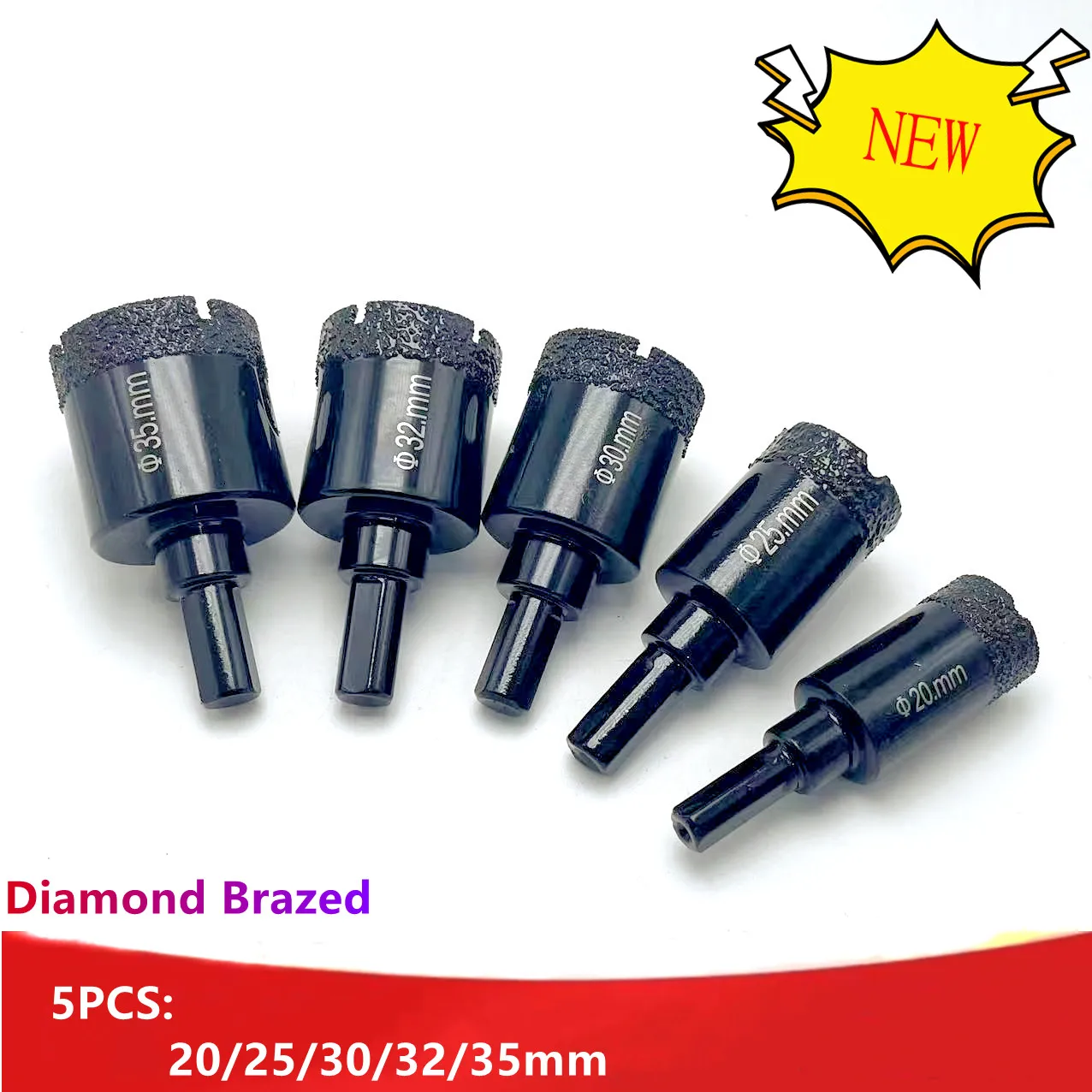 1set 20-35mm Diamond Brazed Core Dry Drill Bit For Porcelain Tiles Marble Glass Granite Hole Cup Saw Cutter Accessories Cutting