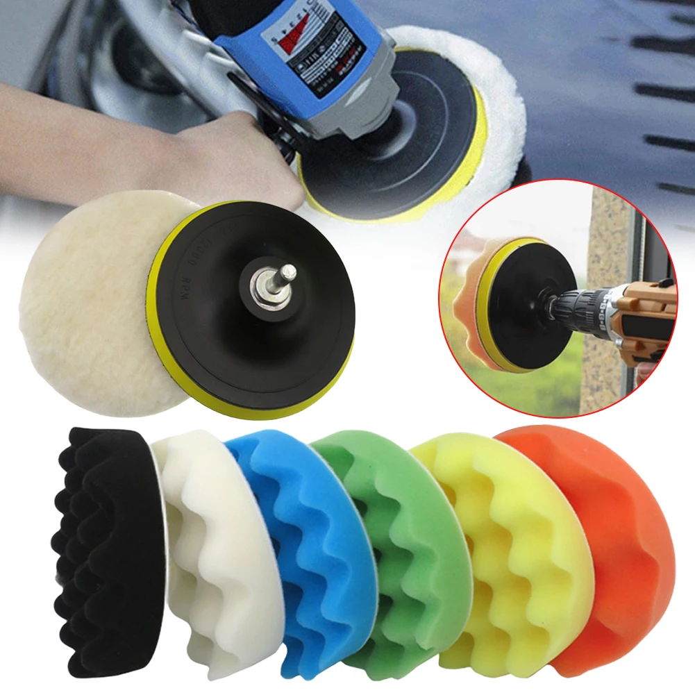 3/4/5Inch Car Buffing Pads Sponge Foam Kit Reusable Buffer Drill Wheel Polisher Washable Auto Motorcycle Remove Scratches