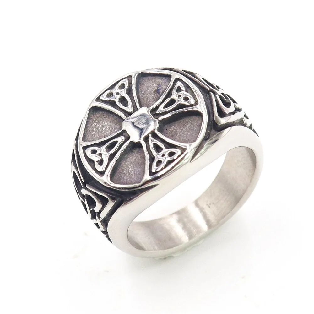 

European and American Viking Cross Stainless Steel Men's Vintage Rings Size 7-15