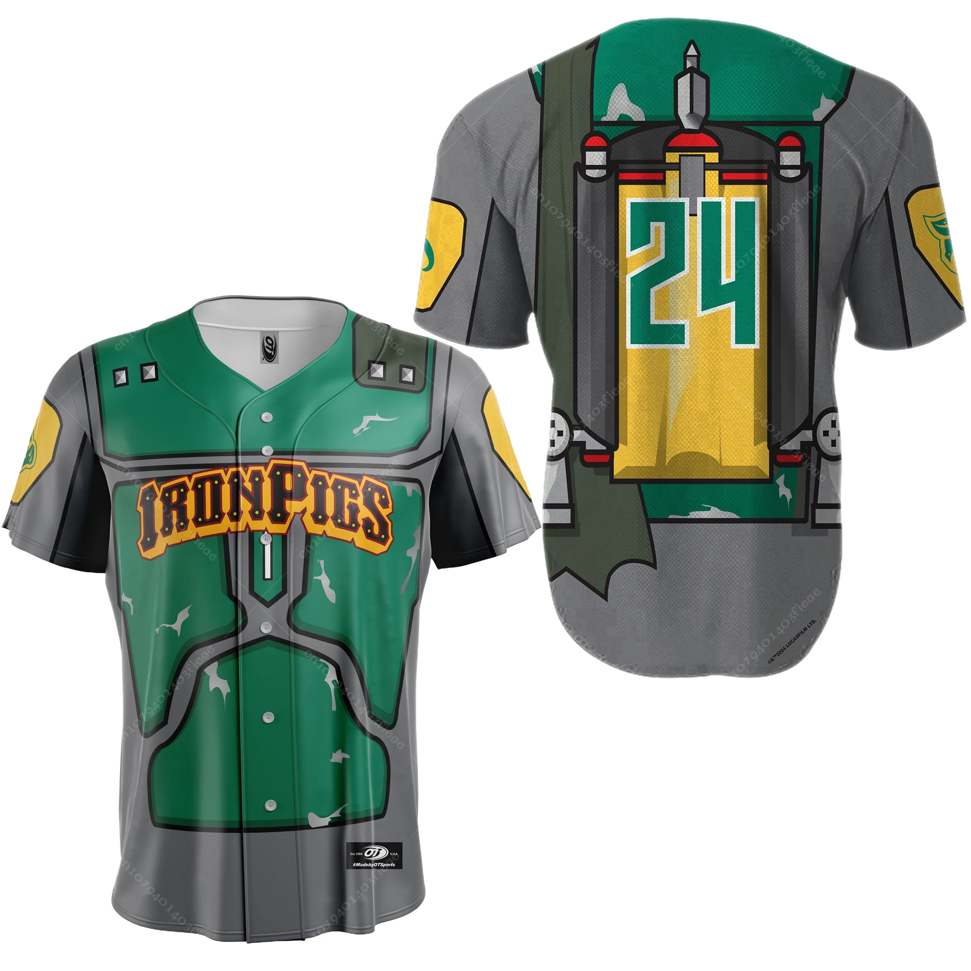 Lehigh Valley IronPig X SW Boba Fett Бейсбольная Футболка Унисекс С V-образным Вырезом И