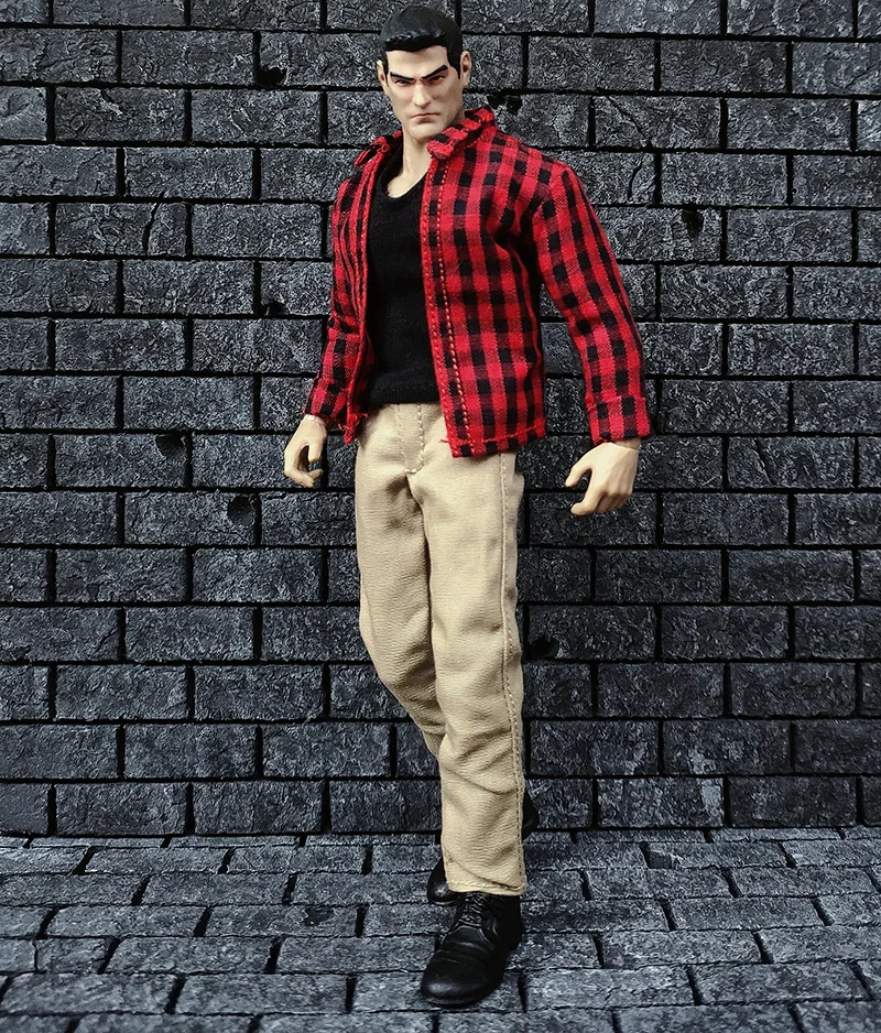 New 1/12 Scale Men's Figure Clothes Long Sleeve Plaid Shirt T shirt Vest  Casual Pants Accessory Model for 6 inches Action Figure - AliExpress