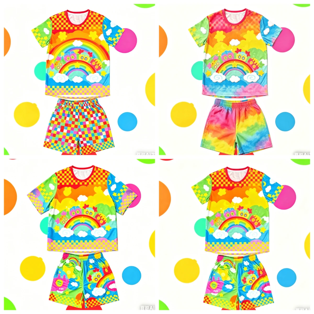 Dopamin-Kuchen-3D-Druck-Set für Erwachsene und Kinder, zweiteiliges Set mit kurzen Ärmeln und Shorts im Harajuku-Stil