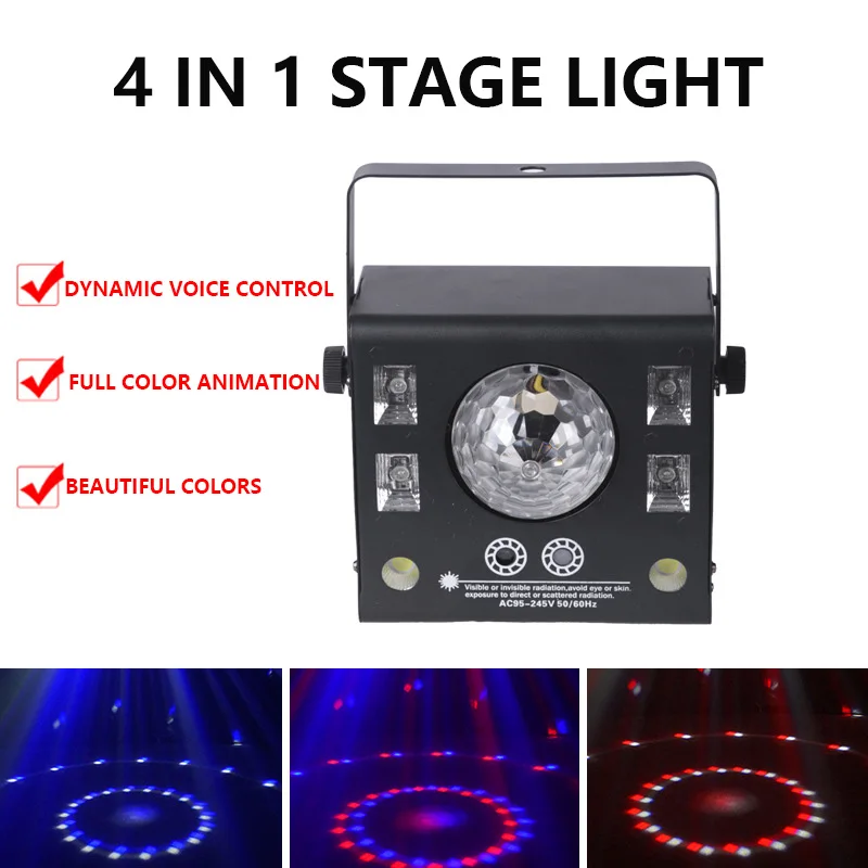 

LED 4 In 1 Pattern Stage Light KTV Dj Laser Strobe Colorful Rotating Lights
