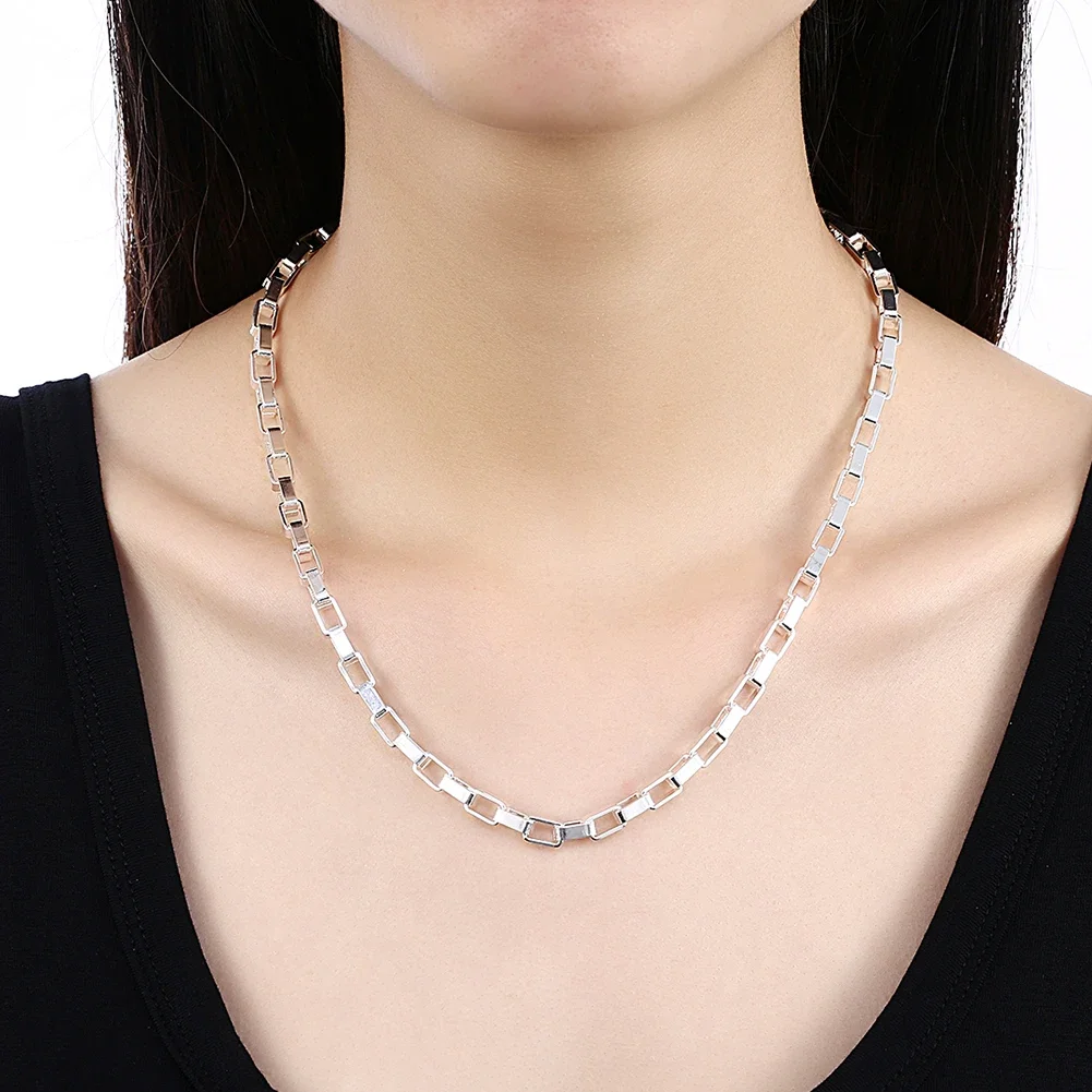 50CM Fine designer 5MM long box chain 925 Sterling Silver Necklace For Women man fashion party Wedding luxury Jewelry gifts