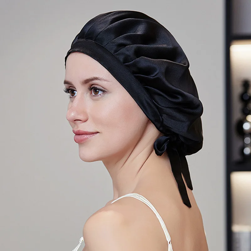 100% Silk Bonnet For Women  Mulberry Silk Turban For Hair Sleeping Night Cap Hair Loss Sleep Natual Pure Silk Hair Wrap Headwrap 6
