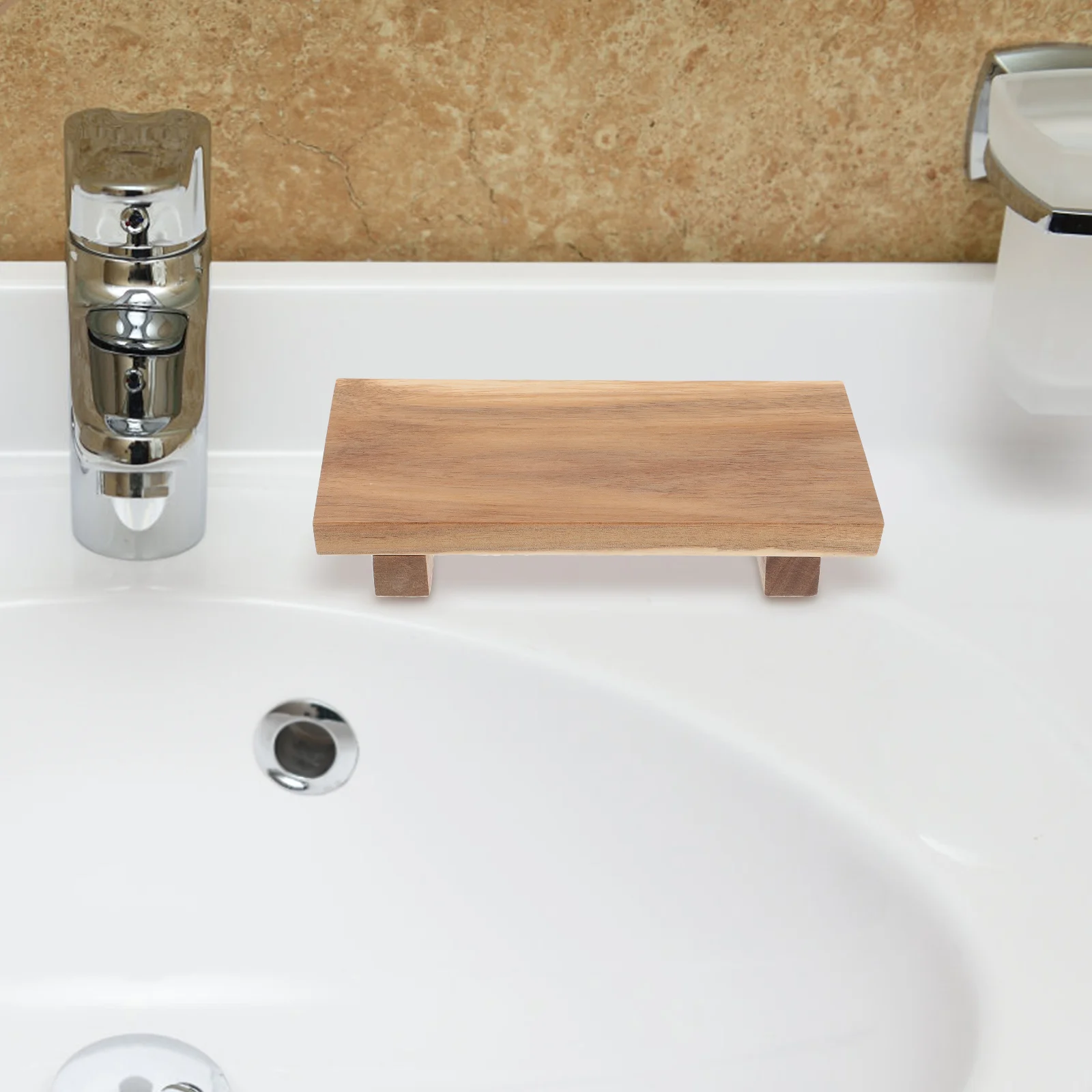 

Wooden Bathroom Soap Rack Risers for Display Pedestal Stand Plants Tray Kitchen Counter Bowl Monitor