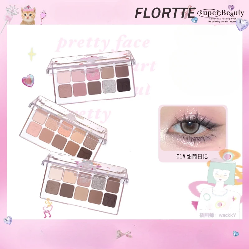 

FLORTTE Wackky Girls Dormitory Series Ten Color Eyeshadow Palette Daily Comprehensive Eyeshadow Palette