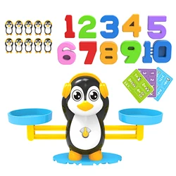 Juego de conteo de equilibrio de pingüino, juguete de mesa de aprendizaje de números de matemáticas geniales, juguetes de aprendizaje STEM, regalo educativo para niños A